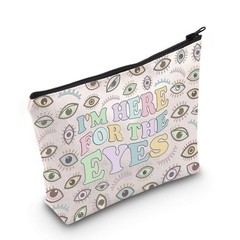 WCGXKO Novelty Optometry Gift I’m Here For The Eyes Zipper Pouch Makeup Beige