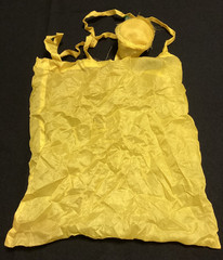 Yellow Rose Nylon Reusable Shopping Bag Green Cord Carabiner Clip Compact