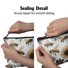 Cafl Bumblebees & Sunflowers Makeup Bag Bee Cosmetic &