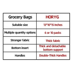 6 Pack Reusable Reinforced Handle Grocery Bags-Each with Thickened Bottom Boa…