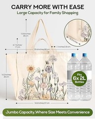 Bolsas de lona grandes para compras reutilizables y extra grandes de hombro
