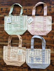 Trader Joe’s Striped Mini Canvas Reusable Tote Bags Multicolor Set of 4