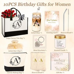 Gifts for , 10pcs Monogrammed Gifts for Initial Canvas Tote Bag, Makeup Bag, …
