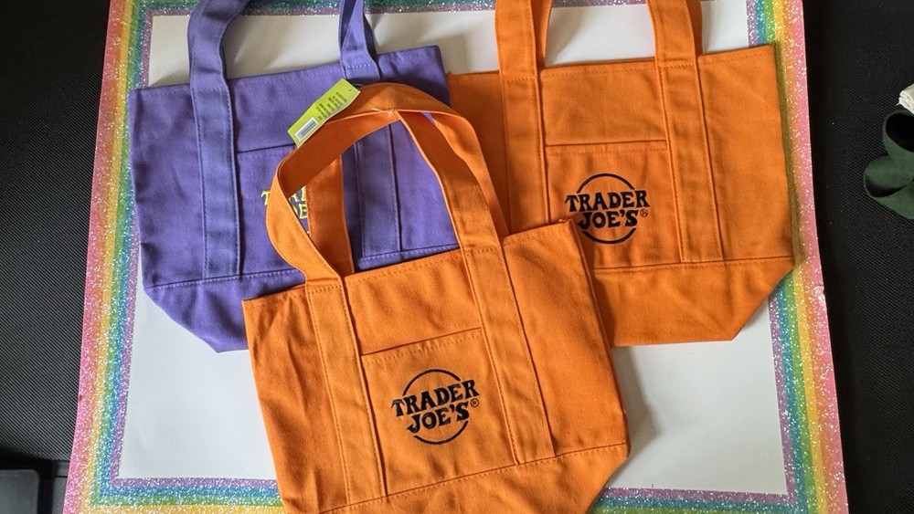 Trader Joe’s Canvas Tote Bags Foldable Multicolor Solid Plain lot 3