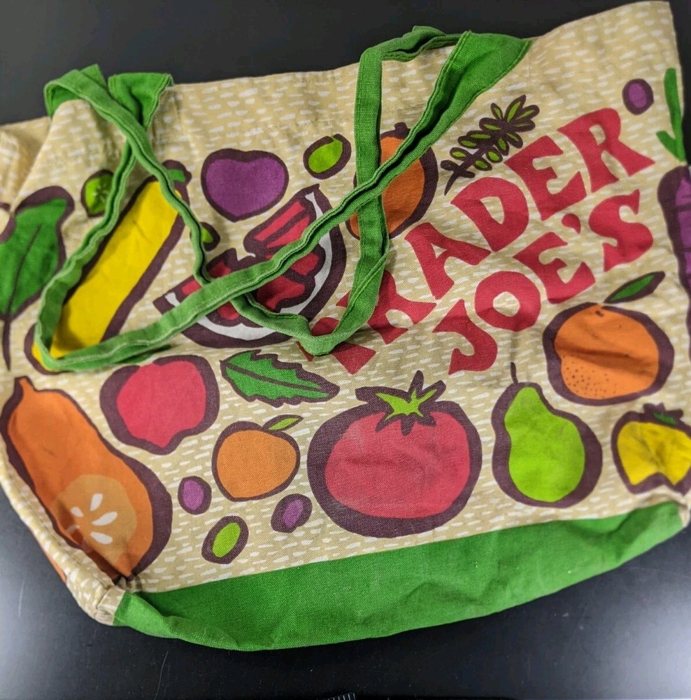 Trader Joe’s Fruit & Veggies Reusable Cotton Shopping Bag Grocery Tote