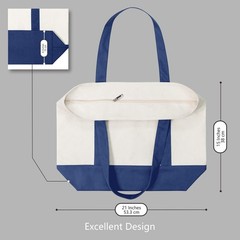 TOPDesign 1-Pack Canvas Tote Bag with an External Pocket, Reusable Grocery Sh…