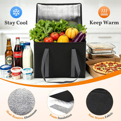 3-Pack XL-Large Insulated Grocery Bags, Collapsible Cooler Bags with Zipper, Mul