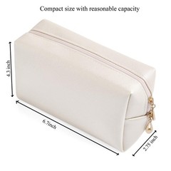 Sohynca PU Leather Cosmetic Bag for Women Minimalism Makeup S, Ivory White
