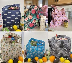 Large Foldable Tote Nylon Reusable Grocery Bags | Theme: Cute Dogs