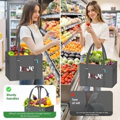 WISELIFE Reusable Grocery Bags Heavy Duty Foldable Shopping Tote Bags with Handl