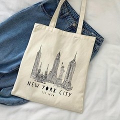 Large New York Canvas Tote Bag Travel Grocery Shopper Shoulder Gift Women Us