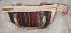 Small Jute Bag Tote Burlap Aztec Western Boho Chic Reusable Sustainable