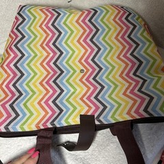 Reusable Chevron & Strips Print Foldable Tote Bag Colorful Nylon Zipper 3 Bags