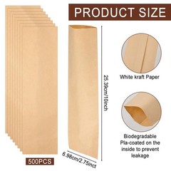 500 Pcs Paper Silverware Bags 10″ x 2-3/4″ Brown x 2-3/4″, Kraft Color