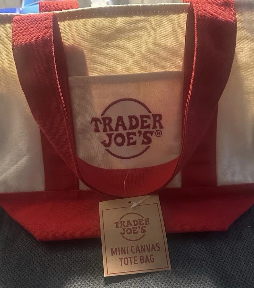 Trader Joe’s Mini Canvas Tote Bag RARE Holiday 2025 Red NWT