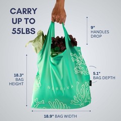 Strong Reusable Shopping Bag With Attached Pouch Large Capacity Washable Foldabl