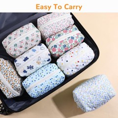Caeuiciw 10 Pcs Cotton Quilted Makeup Bag Bulk Floral As shown in the figure