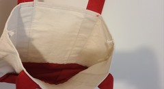 Trader Joe’s Red Mini Canvas Tote with 3 pockets includes side pockets Bag