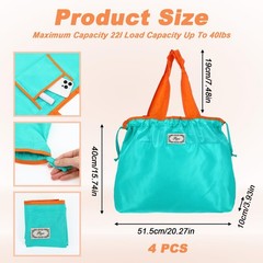 4 PCS Reusable Grocery Bags Colorful Shopping Foldable Washable Lightweight