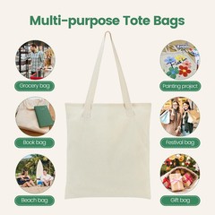 12 Pack Canvas Tote Bag – Lightweight Thin Tote Bags Bulk Blank Shopping Reus…