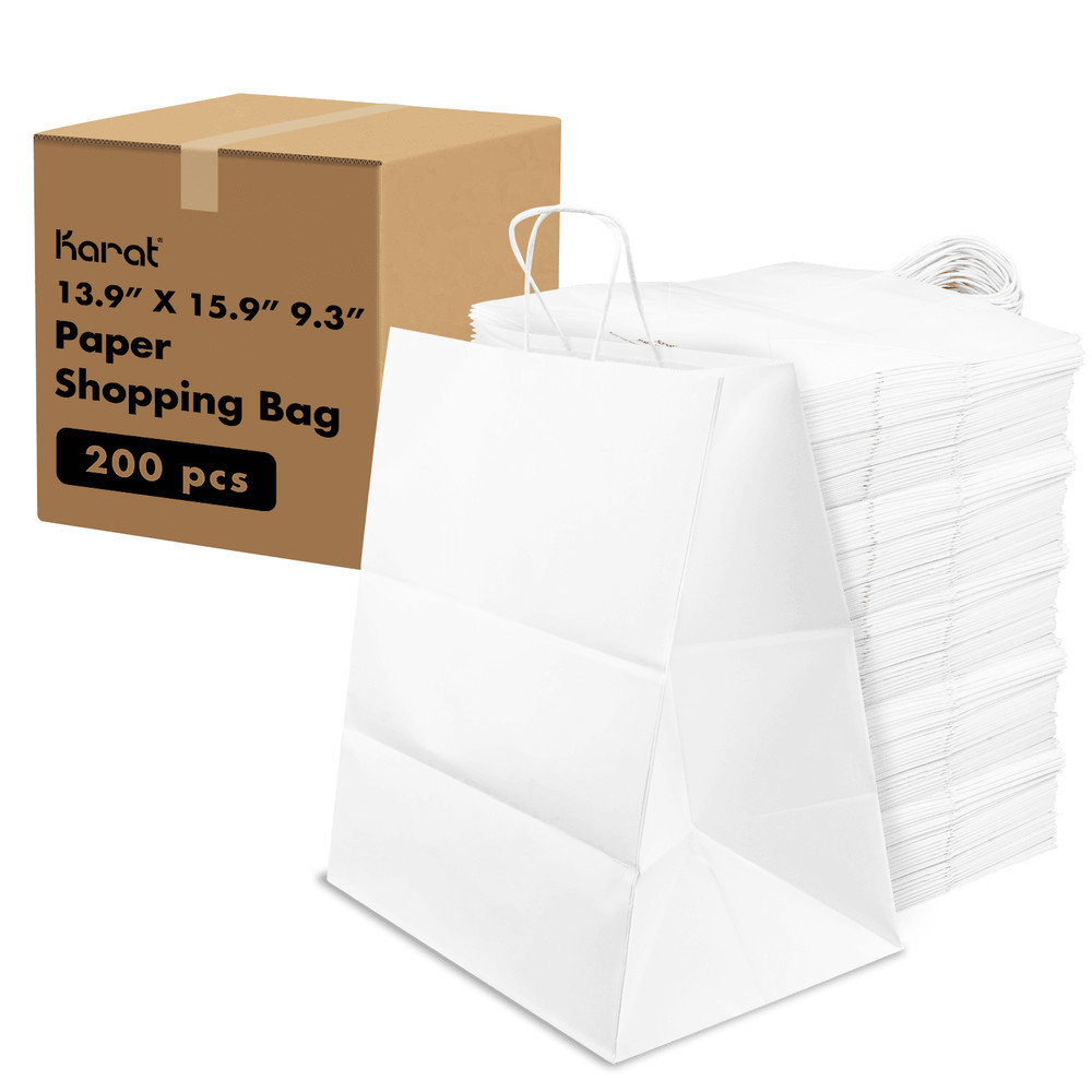 Karat Paper Shopping Bag with Twisted Handles, White – 200 pcs, FP-SB130W