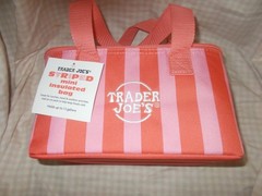 Trader Joes Mini Insulated Tote Summer Collection Pastel Red &Pink Stripes 2026