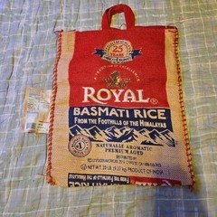 Royal Basmati Rice 20 lb Burlap Bag Sack Handles Zipper Empty Shopping
