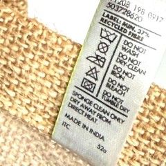 Woolworths Resuable Jute Burlap Natural Brown Large Tote Bag Blue Striped Lined