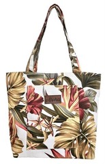 Hawaiian Print Canvas Handbag Tote Beach Bag Shop Hawaii Travel Hibiscus SM New