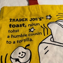 Trader Joes Toast Waffle Milk Breakfast Foods Cotton Shopping Bag Tote Reusable