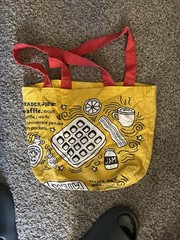 Trader Joe’s Reusable Cotton Canvas Breakfast Tote Bag Waffle Toast Milk