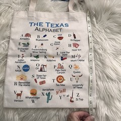 Canvas Tote State of Texas Alphabet 2-sided Print NEW. Teacher Gift. Armadillo