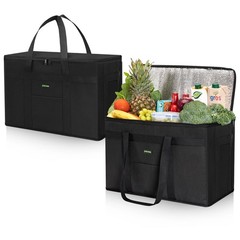 2 Pack Heavy-Duty Insulated Grocery Bags & Insulated Bag – Collapsible Cooler…