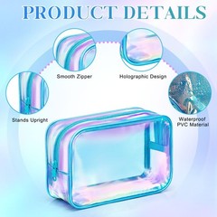 Aliceset 12 Pcs Clear Iridescent Holographic 7.3 x 5.1 x 2.36 inches, Blue