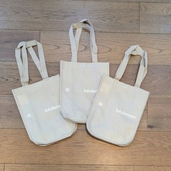 Lululemon Small Lot of 3 Reusable Shopping Tote Bag 💗 Tan Beige Taupe White NEW