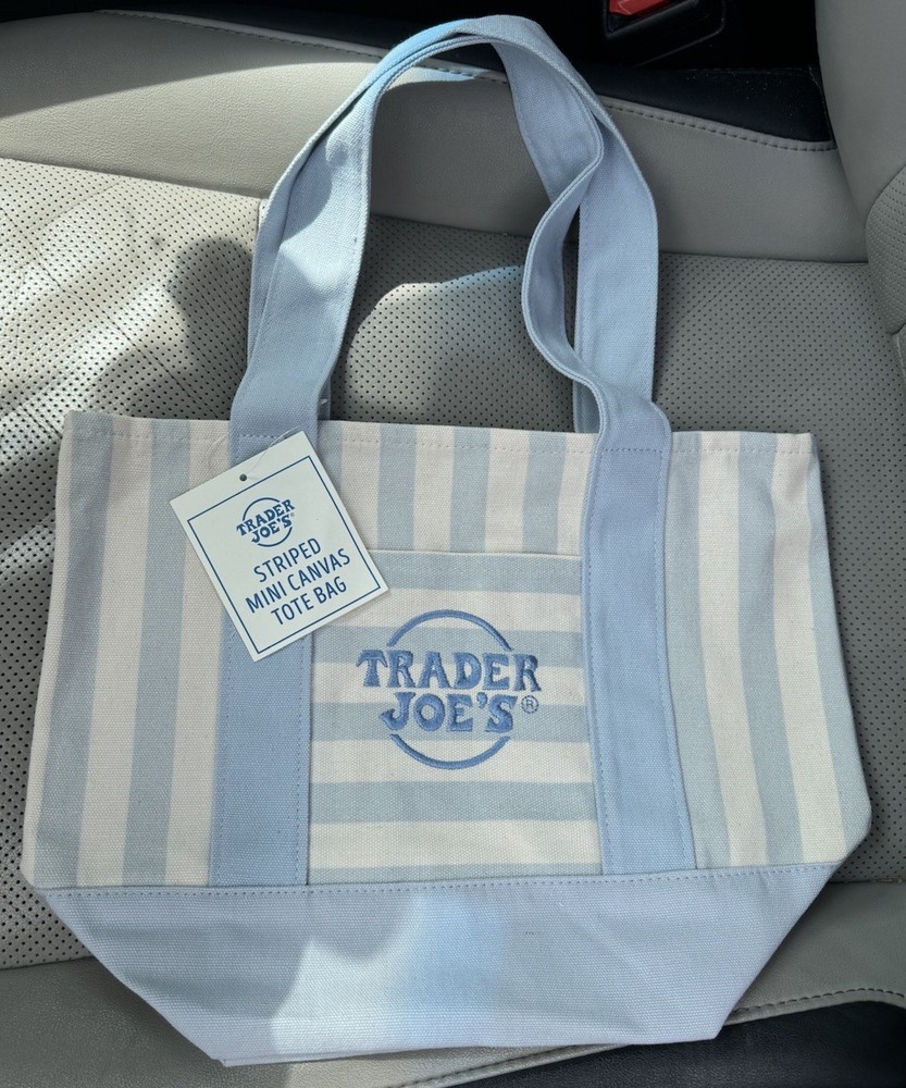 Trader Joe’s BLUE STRIPE Mini Canvas Tote Bag 2026 NEW SHIPS TODAY!
