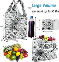 Set of 2 Sloth Design Reusable Grocery Bags Foldable Tote Bags For Groceries