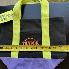 Limited Edition Trader Joes Mini Halloween Multicolor Black Canvas Tote Bag NWT