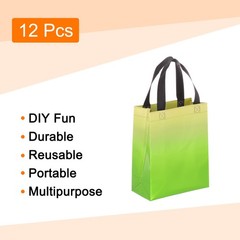 12Pcs Reusable Gift Bags with Handles 7.9 x 9.8 Inch Gradient Green