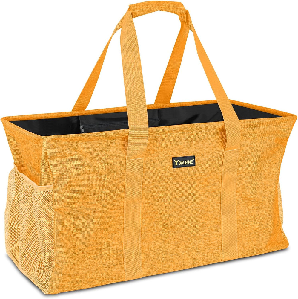 BALEINE Extra Large Utility Tote Bag with Reinforced Wire Frame, Reusable Grocer