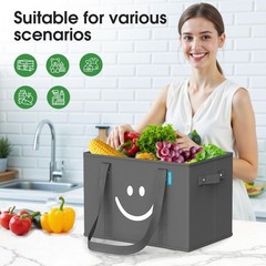 Reusable Grocery Bags 3 Pack – Collapsible Tote Shopping Bags with Sturdy Han…