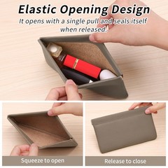 Genuine Leather Pocket Cosmetic Bag for Purse,Coin Purse Lipstick Grey