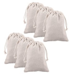 12pcs Cotton Storage Bags 5.1″ x 7.1″ Canvas Drawstring Bag, Beige