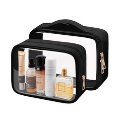Ebbniur Clear Makeup Bag TSA Approved Toiletry 7.8*6.3*2.36 Inches, Black