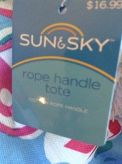 CVS SUN & SKY BLUE ROPE HANDLE REUSABLE TOTE BAG 20″ x 14.5″ – NEW WITH TAGS