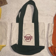 Trader Joe’s Canvas Mini Tote Bag Set of 4 + RARE ORANGE CREW Mini Tote Bag NEW