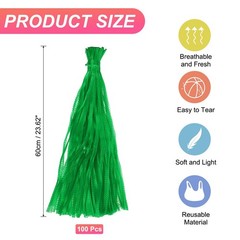 100Pcs Reusable Mesh Produce Bags, 23.6 Inches Hatching Bags, Green