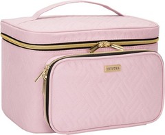 Travel Cosmetic Organizer Bag – Large Makeup Case with Single-Layer, Pink