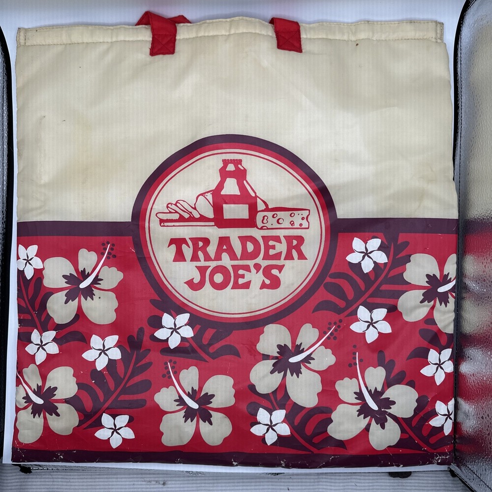 Vintage 18″ Trader Joe’s Insulated Grocery Bag Hawaiian Hibiscus Flower Reusable