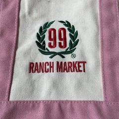 99 Ranch Market Canvas Mini Tote Bag White Pink Logo Small Reusable